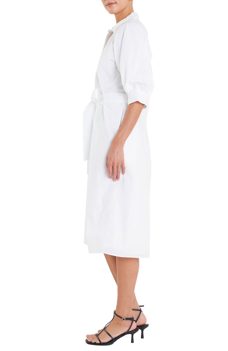 English Factory Tie Belt Shirtdress, Alternate, color, White