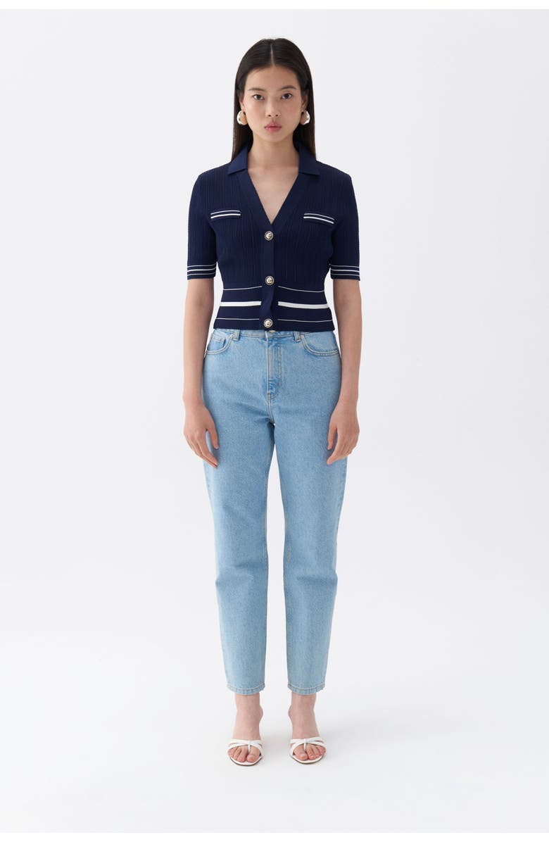 Nocturne Short Sleeve Buttoned Knit Cardigan, Alternate, color, 