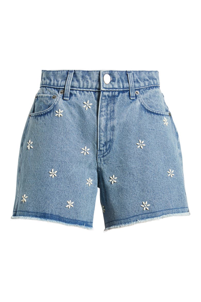 Embellished Cutoff Denim Shorts, Alternate, color, BLUE EMBELLISHED