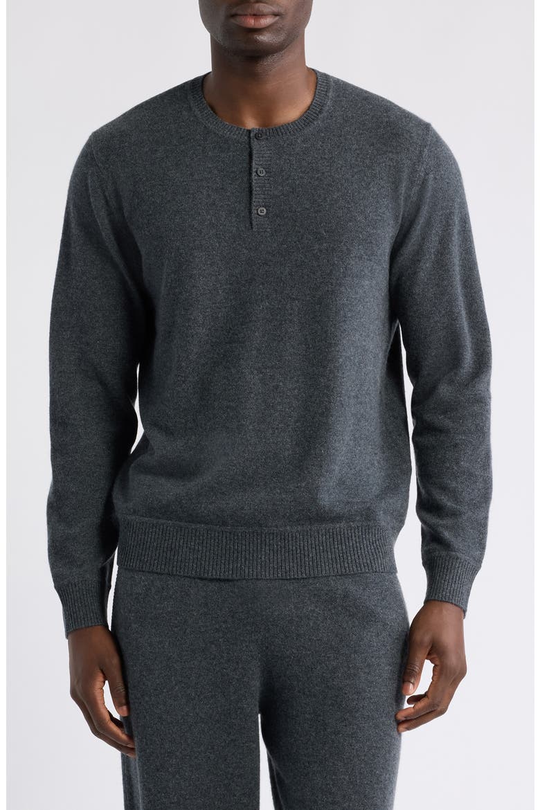 Cashmere Henley Sweater, Main, color, GREY METEOR HEATHER