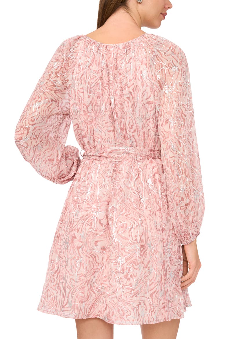 Long Sleeve Tie Waist Dress, Alternate, color, CAMEO ROSE