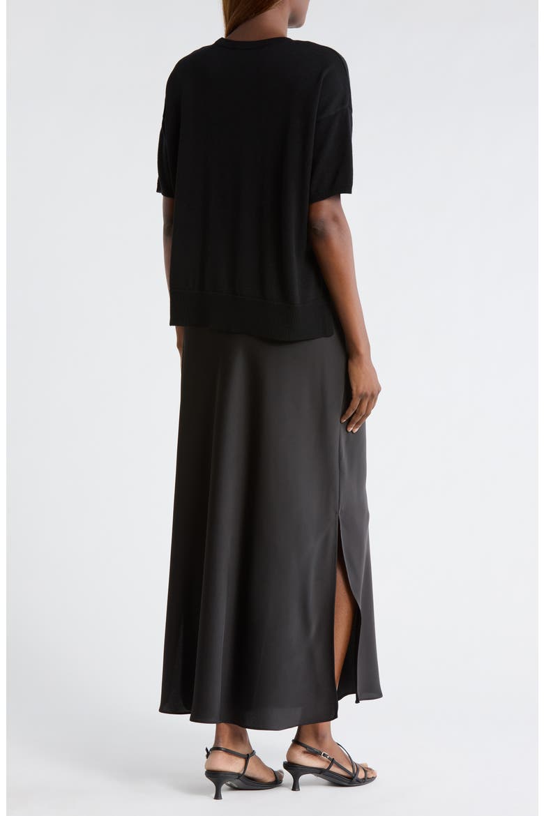 Dolman Sleeve Mixed Media Maxi Dress, Alternate, color, RICH BLACK