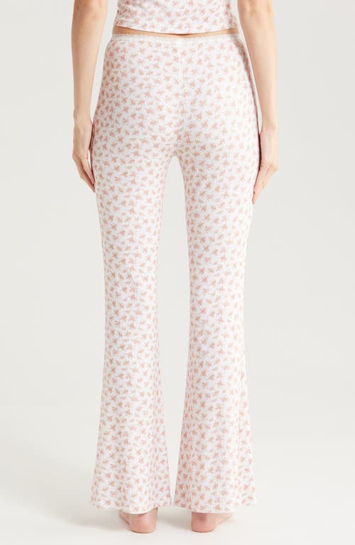 Kilo Brava Lace Trim Stretch Modal Flare Pants In Ditsy Pink Floral