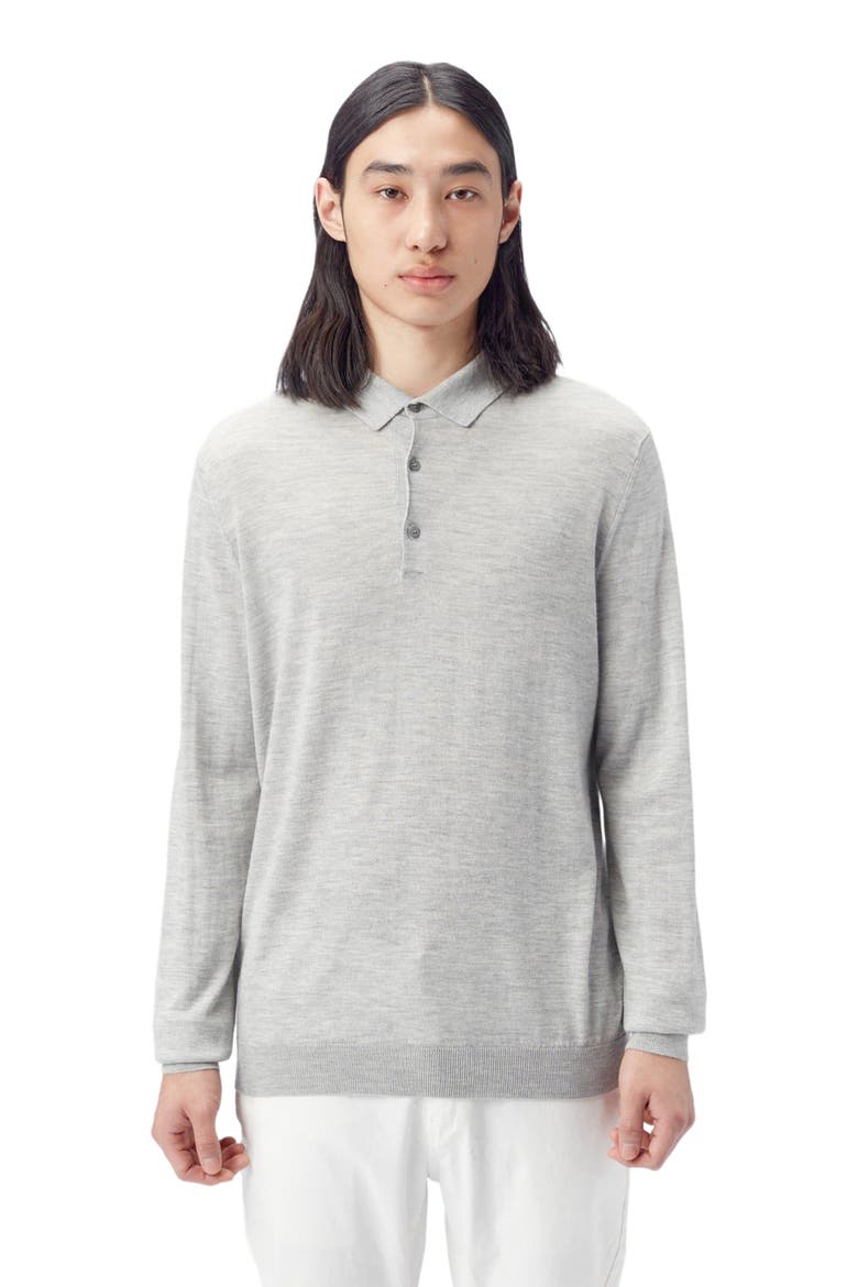 Men's Cashmere Silk Polo, Alternate, color, vapor blue