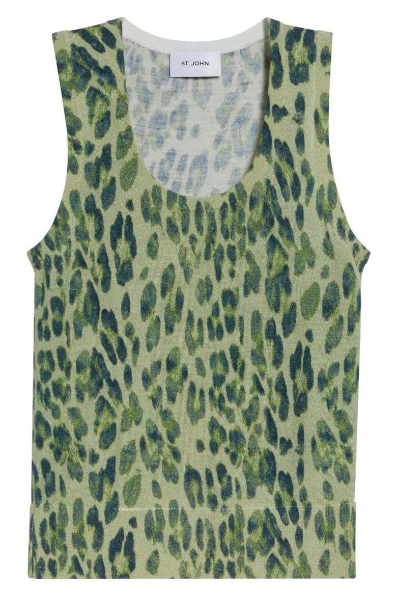 Fine Gauge Leopard Print Wool Blend Sweater Vest, Alternate, color, OLIVE MULTI ANIMAL PRINT