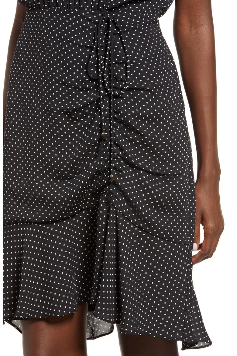 Ruched Polka Dot Dress, Alternate, color, BLACK/ WHITE