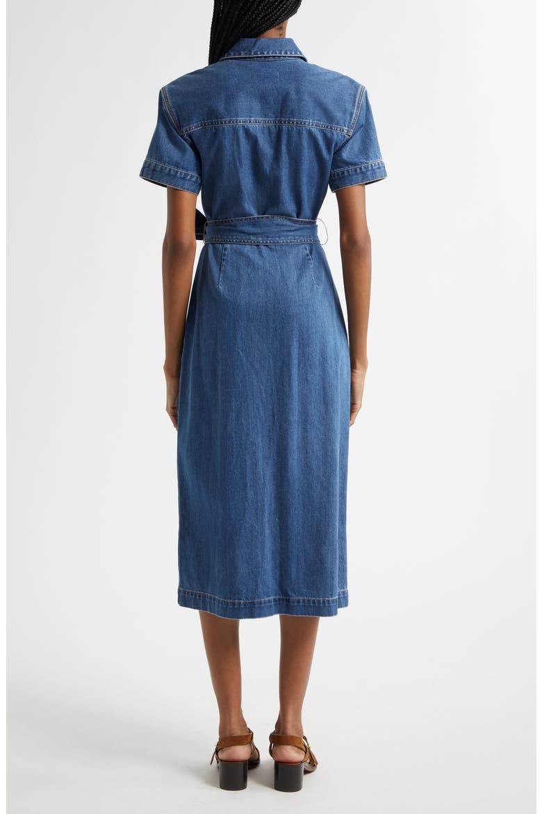 Tabby Belted Denim Shirtdress, Alternate, color, CORNFLOWER