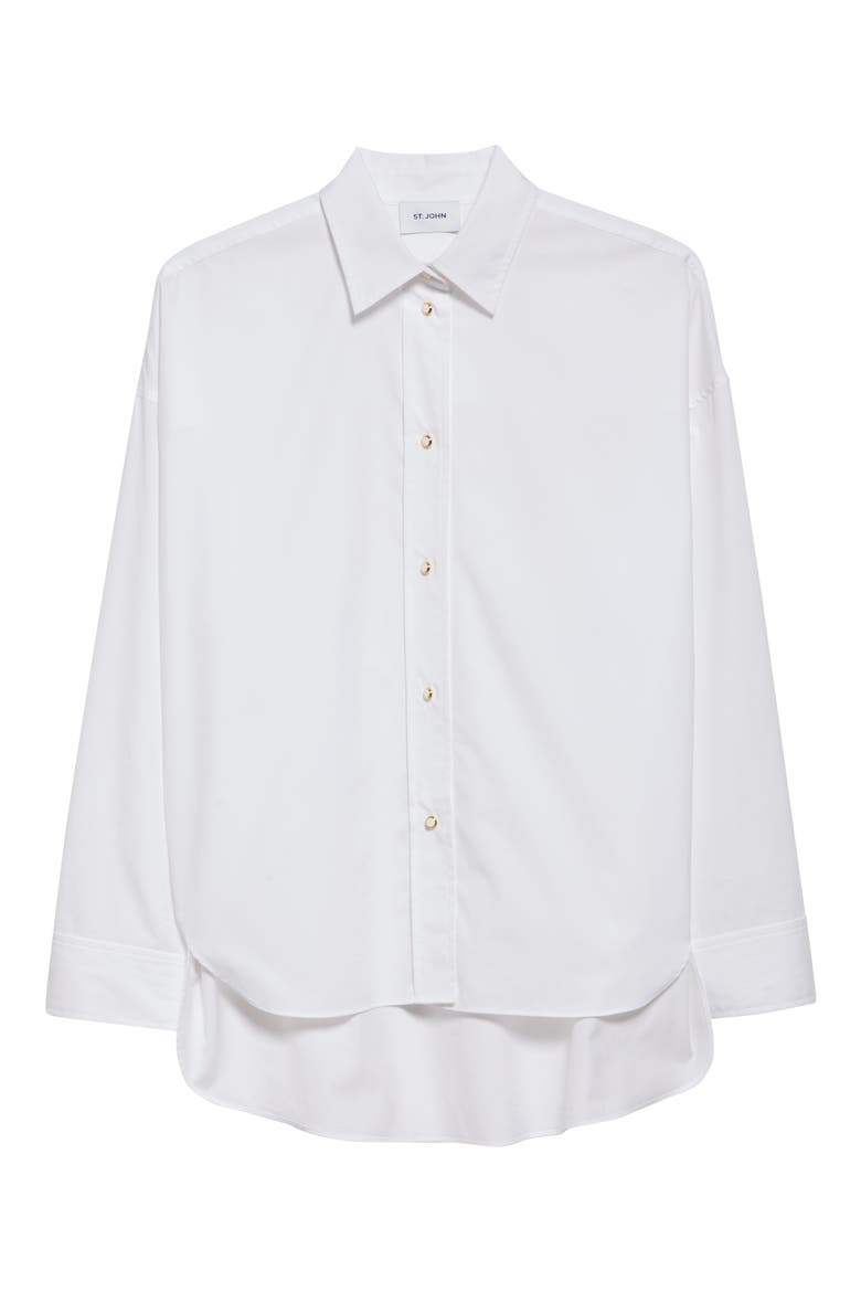 Cotton Poplin Button-Up Shirt, Alternate, color, CLASSIC WHITE