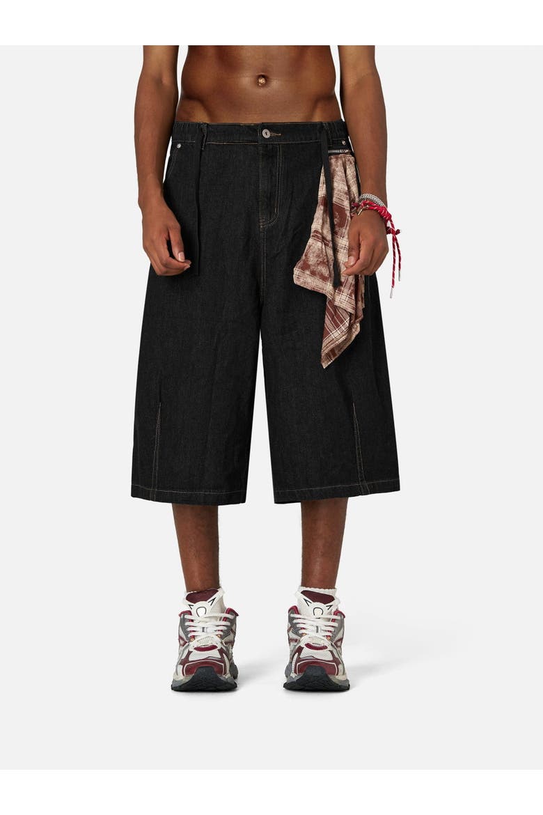 Baggy Longline Jorts, Alternate, color, Black