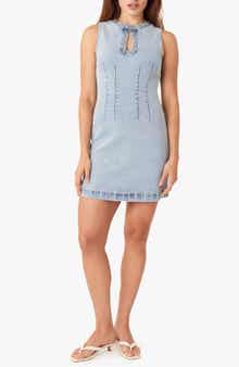 Habitual Studded Seamed Denim Minidress