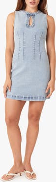 Habitual Studded Seamed Denim Minidress