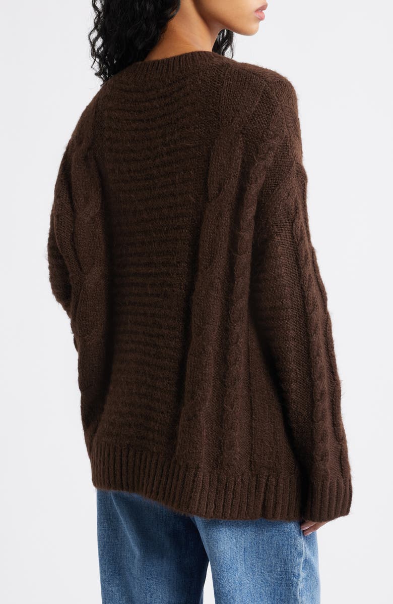 BP. Oversize Cozy Cable Sweater, Alternate, color, Brown Coffee
