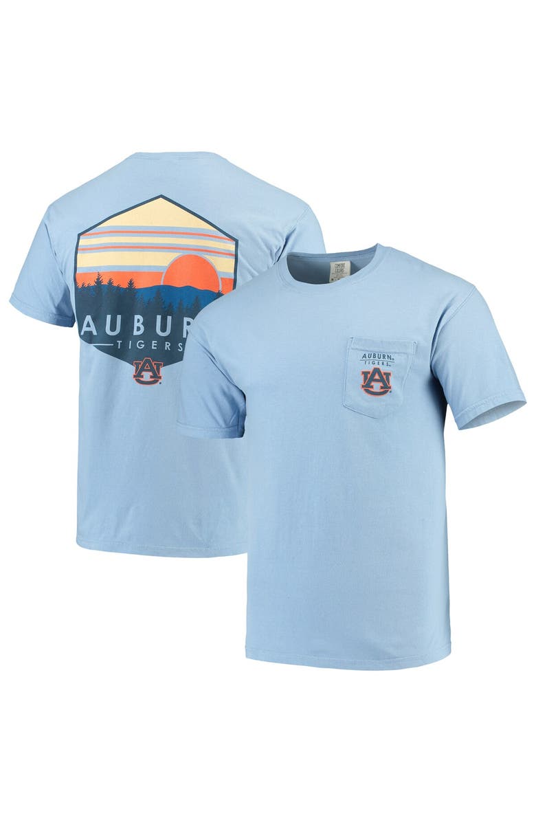 IMAGE ONE Men's Blue Auburn Tigers Landscape Shield Comfort Colors Pocket T-Shirt, Alternate, color, 
