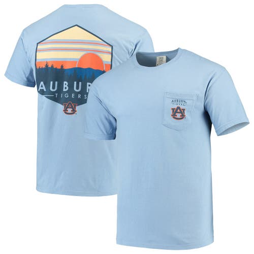 Image One Blue Auburn Tigers Landscape Shield Comfort Colors Pocket T-shirt In Blue