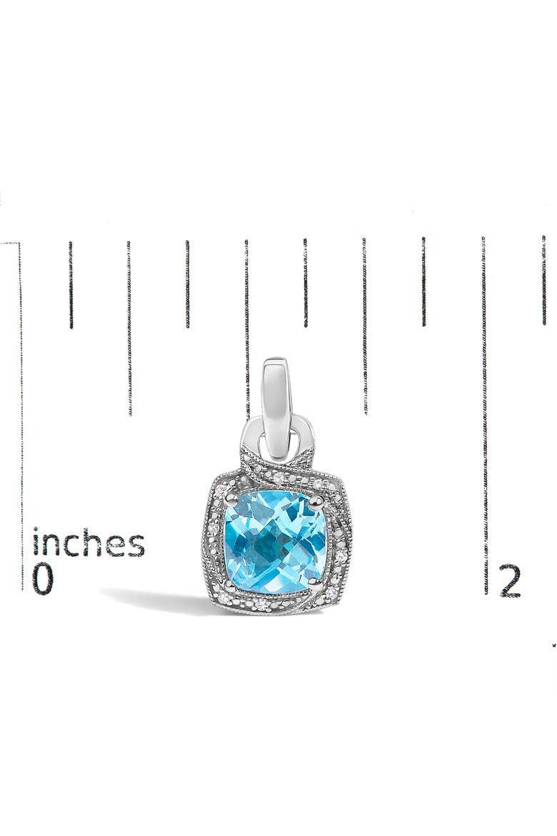 Sterling Silver Cushion Cut Blue Topaz and Diamond Accent Geometric Dangle Earrings, Alternate, color, Silver