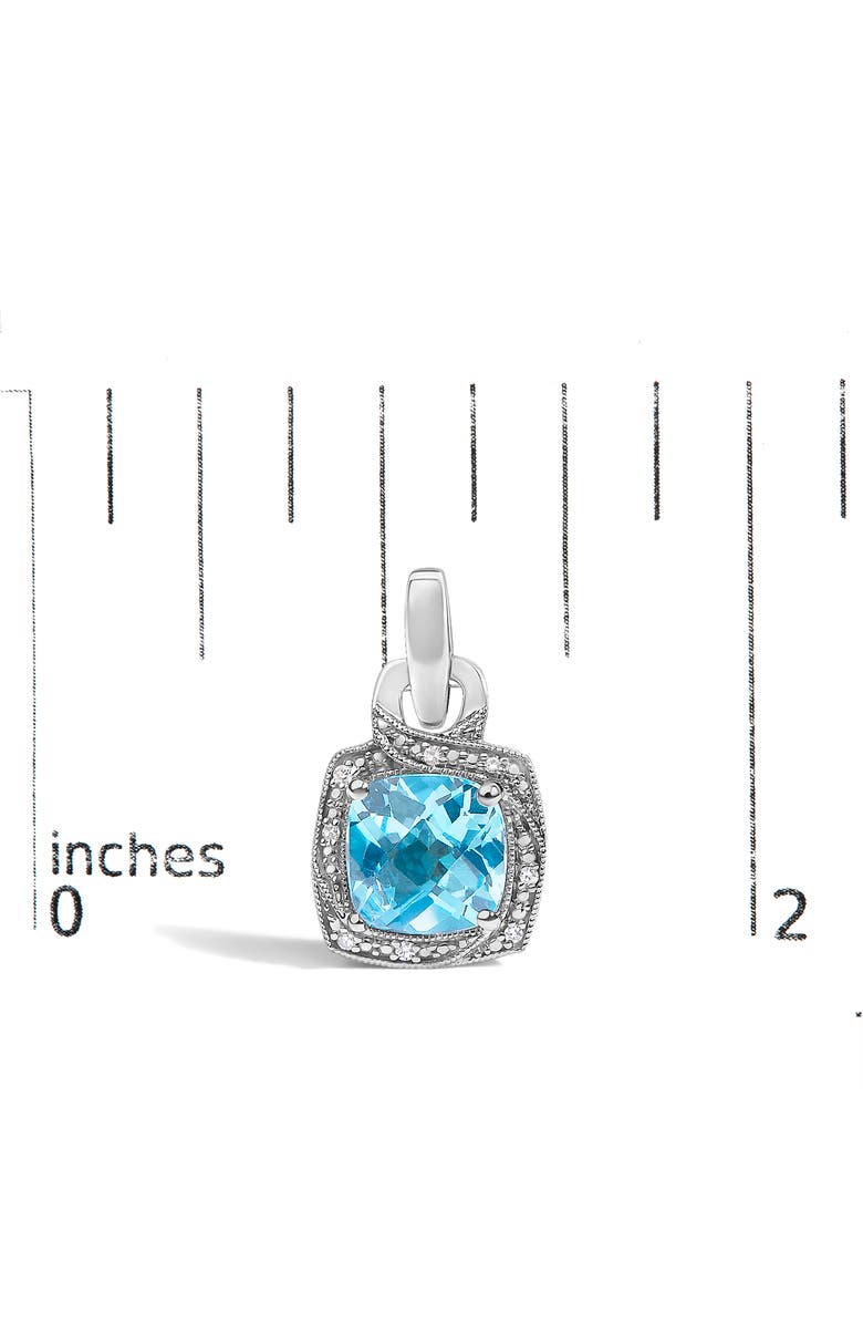 Haus of Brilliance Sterling Silver Cushion Cut Blue Topaz and Diamond Accent Geometric Dangle Earrings, Alternate, color, Silver