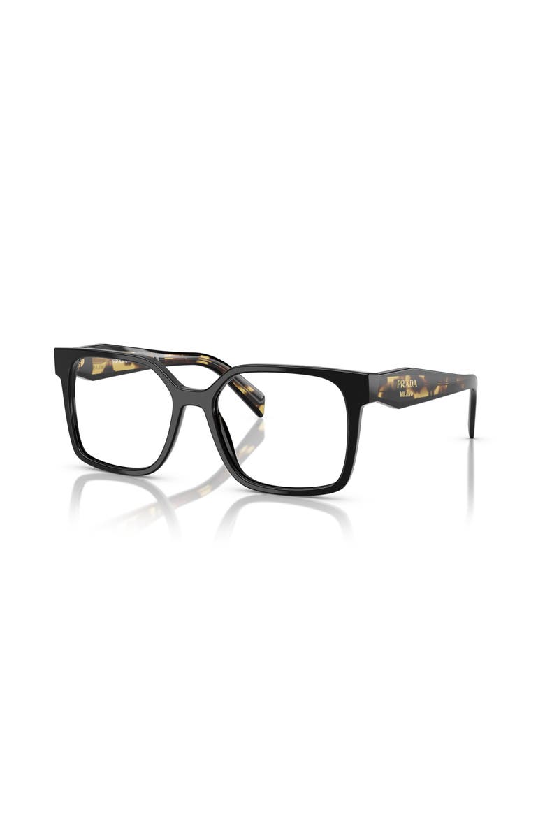 Prada 52mm Rectangle optical glasses, Main, color, Black