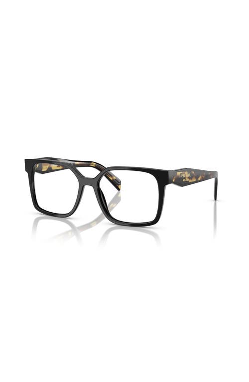 Prada 52mm Rectangle Optical Glasses In Black