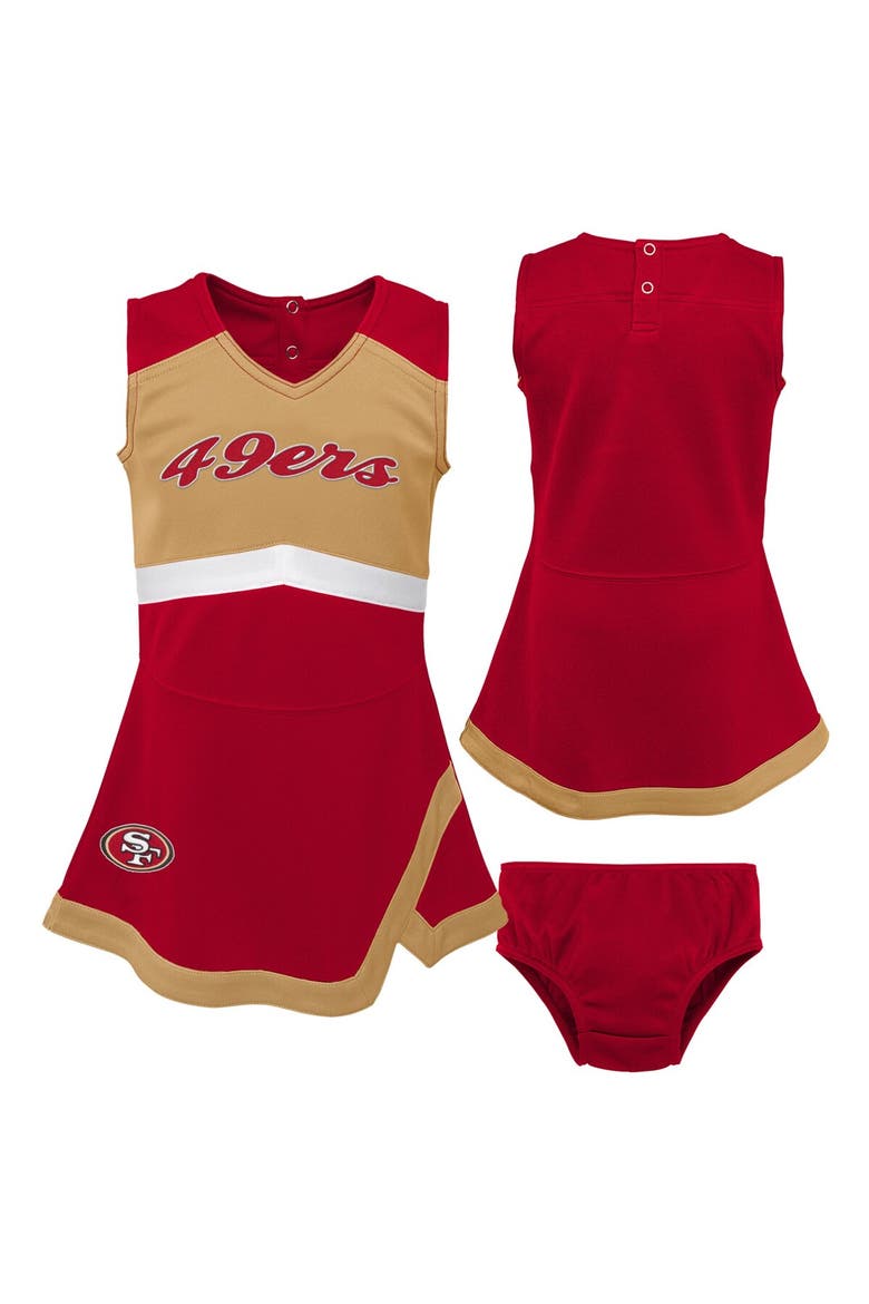 Girls Toddler Scarlet San Francisco 49ers Cheer Captain Dress with Bloomers, Main, color, Scarlet