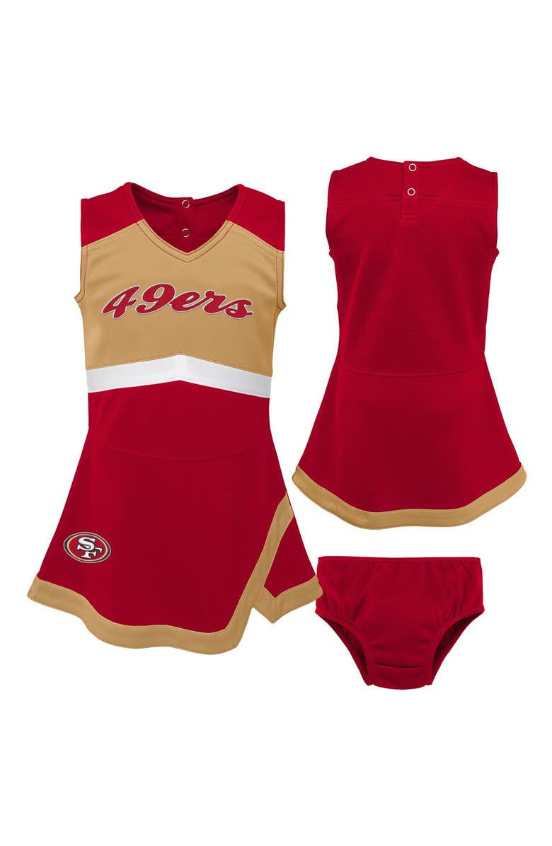 Outerstuff Girls Toddler Scarlet San Francisco 49ers Cheer Captain Dress with Bloomers, Main, color, Scarlet