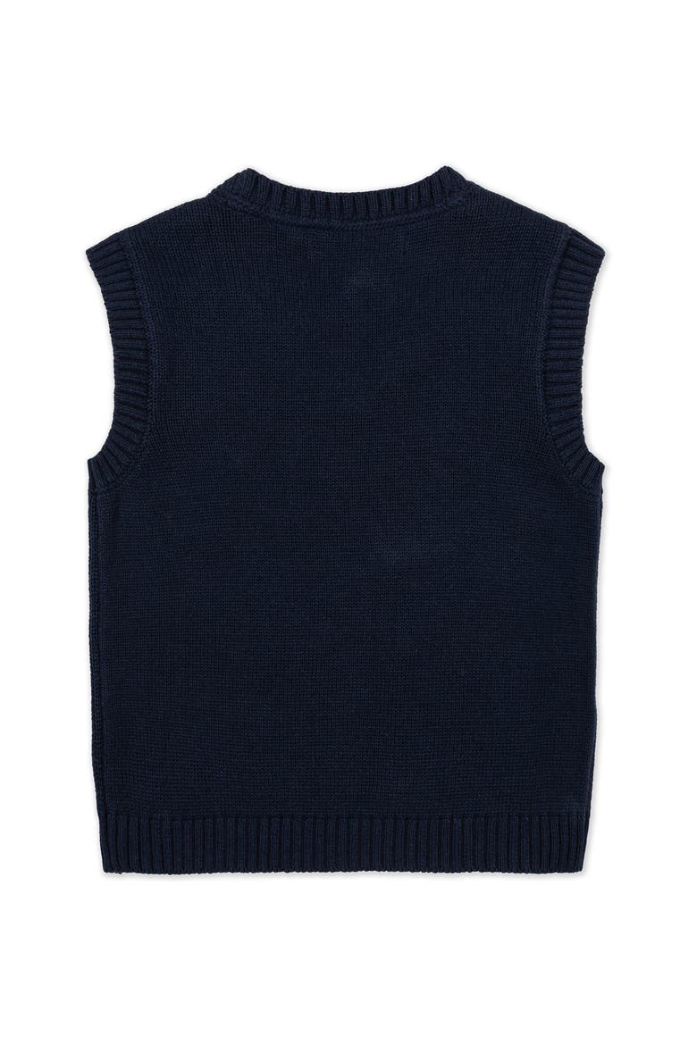 Kids' Organic V-Neck Argyle Sweater Vest, Alternate, color, Navy and Gray Argyle