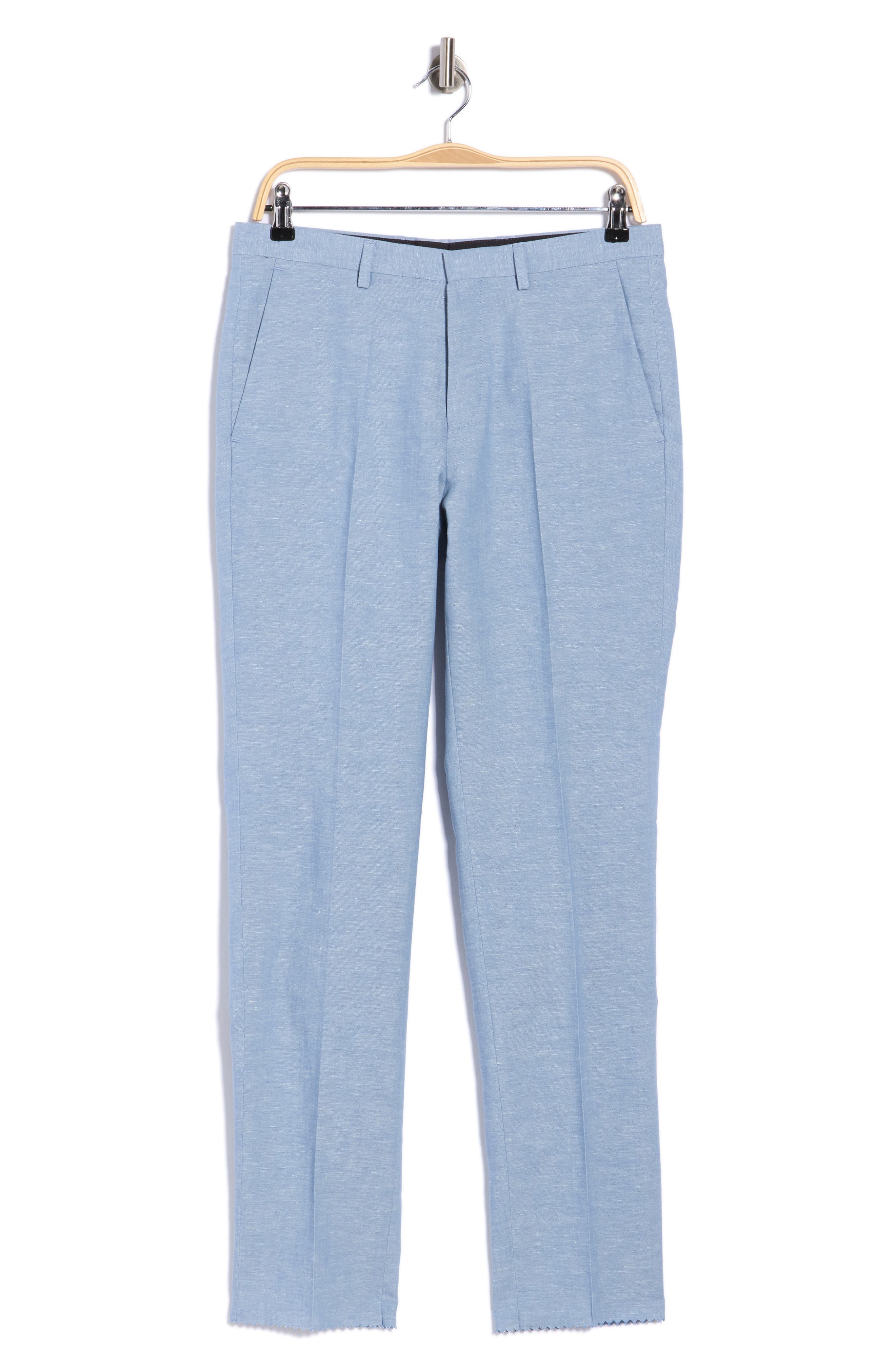 Hesten Flat Front Cotton & Linen Trousers