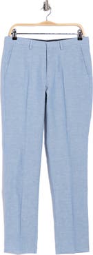 HUGO Hesten Flat Front Cotton & Linen Trousers