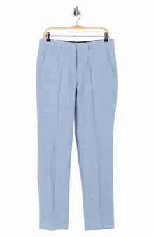 Hesten Flat Front Cotton & Linen Trousers