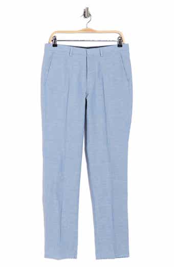 Hesten Flat Front Cotton & Linen Trousers