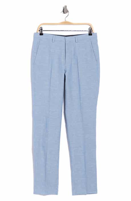 Hesten Flat Front Cotton & Linen Trousers