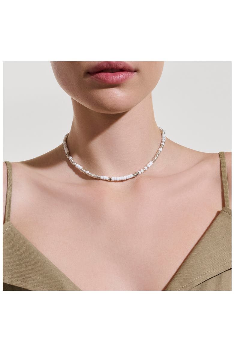 Heishi Necklace, Alternate, color, SILVER/ WHITE