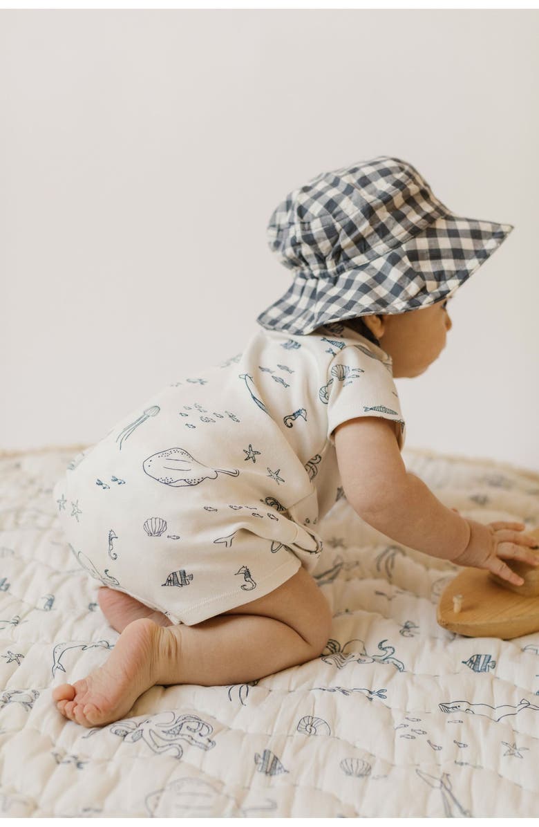 Pehr Life Aquatic Rolled Cuff Short Romper, Alternate, color,