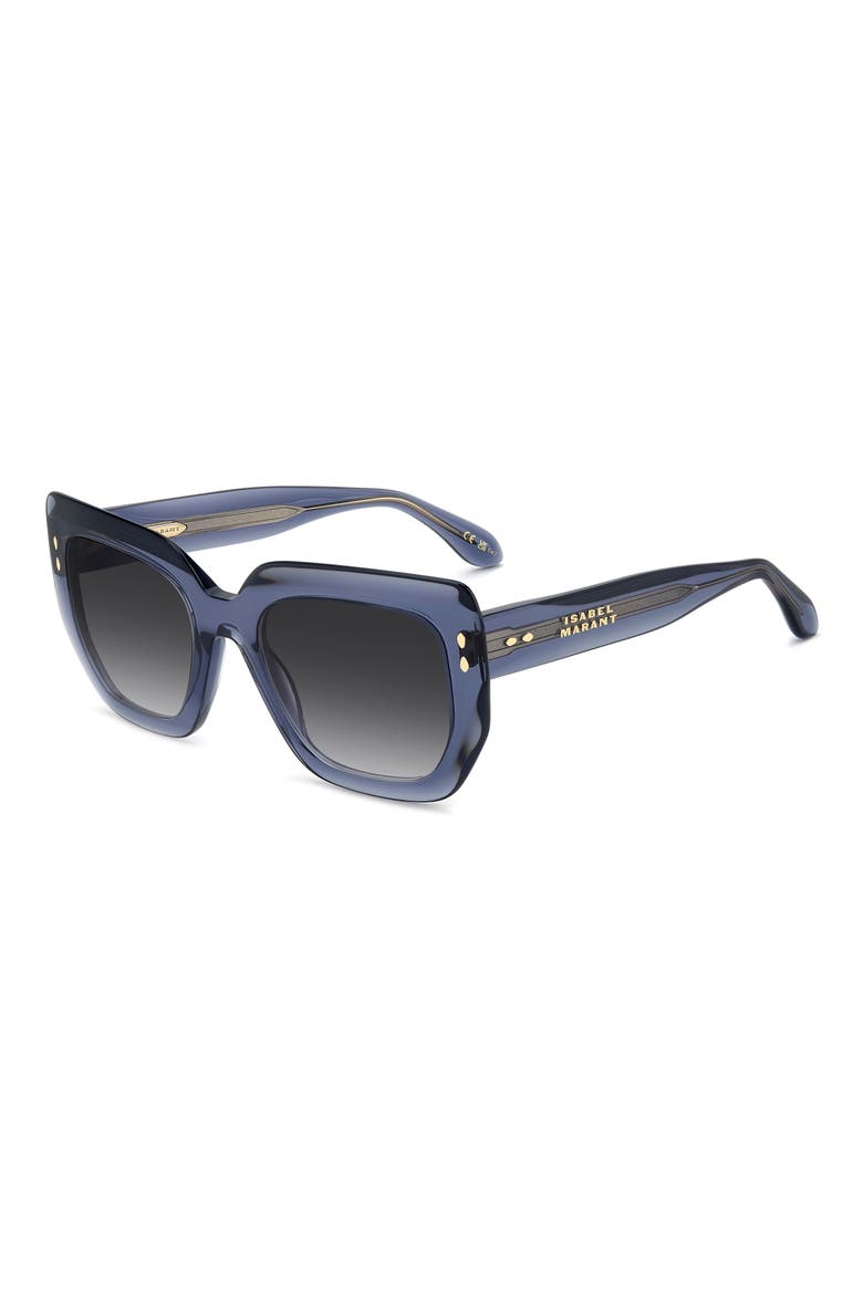 53mm Gradient Rectangular Sunglasses, Alternate, color, BLUE/ DARK GREY SF