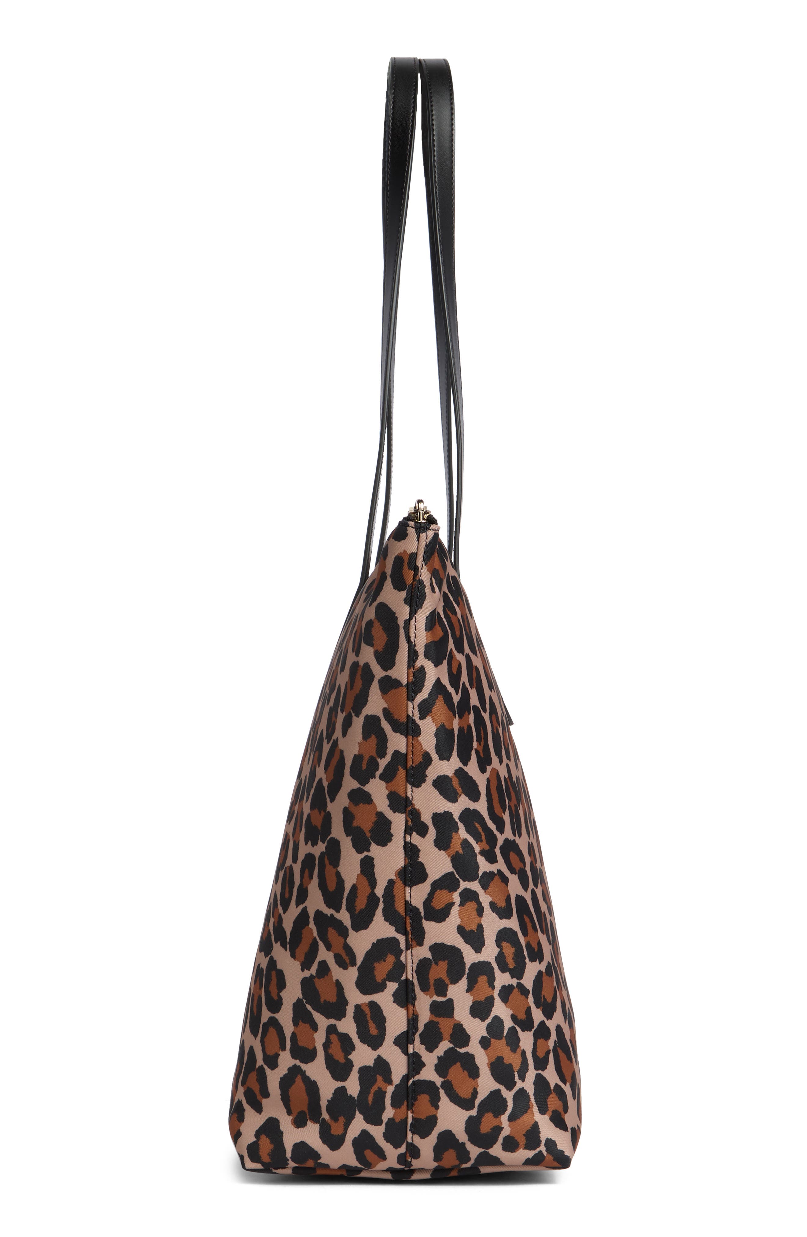 Kate Spade New York kitt recycled nylon leopard extra large tote, Alternate, color, Brown Multi