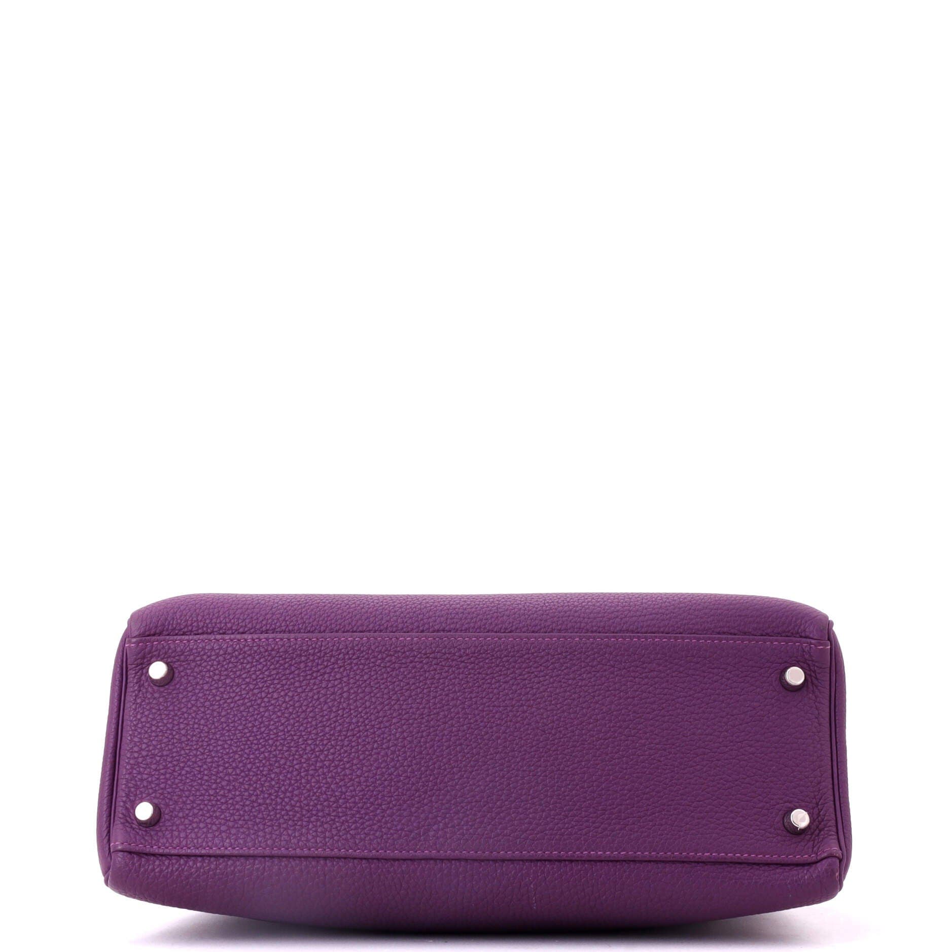 Pre-Owned Hermes Kelly Handbag Purple Togo with Palladium Hardware 32, Alternate, color, Anemone