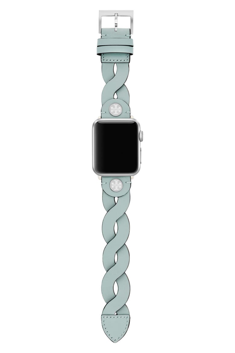 Braided Leather 20mm Apple Watch® Watchband, Alternate, color, BLUE