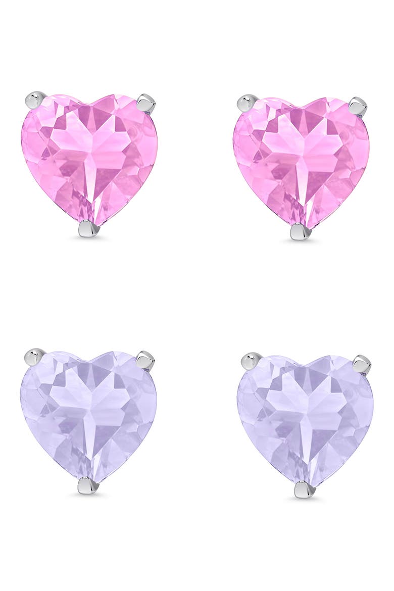 Kids' Cubic Zirconia Heart Stud Earrings, Main, color, PINK
