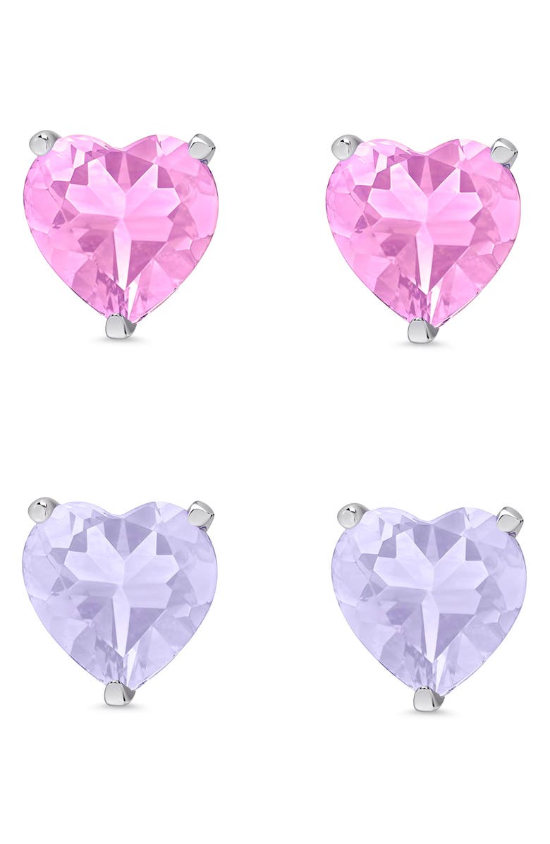 Lily Nily Kids' Cubic Zirconia Heart Stud Earrings, Main, color, Pink