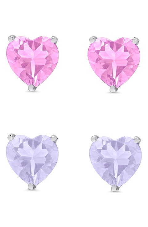 Kids' Cubic Zirconia Heart Stud Earrings