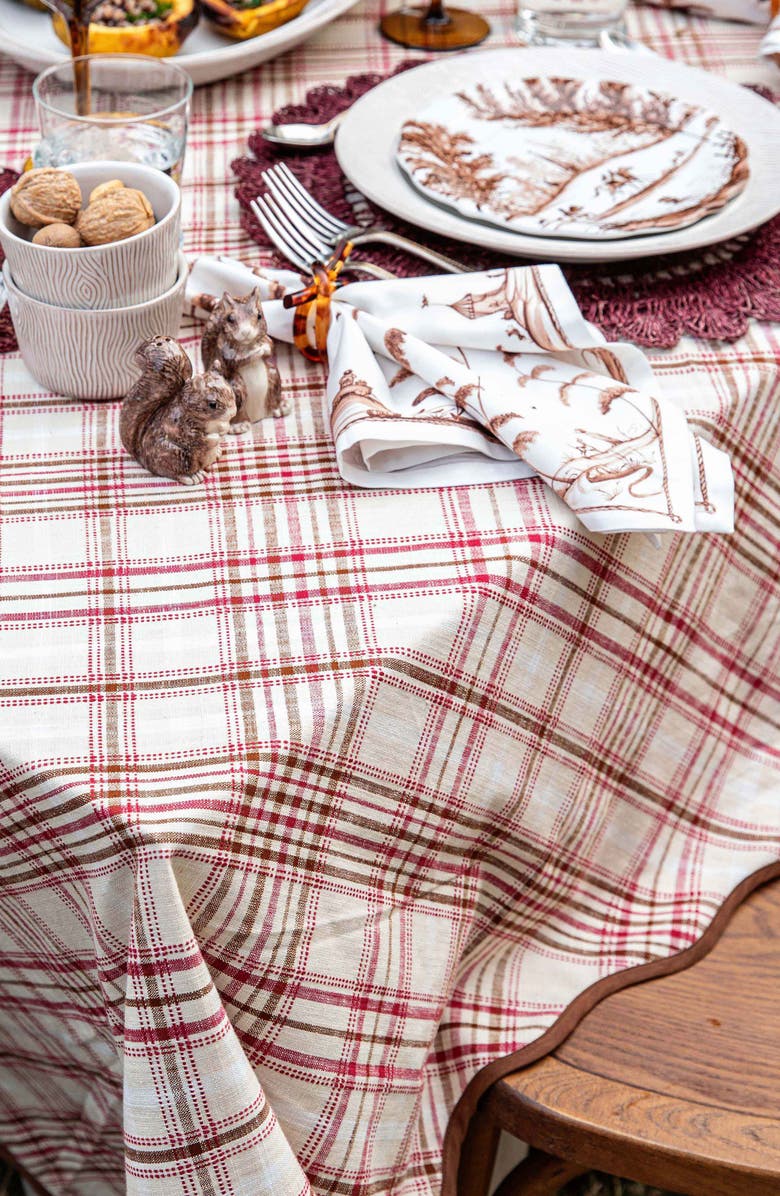 Juliska Harvest Tartan Square Tablecloth, Alternate, color, Mulberry Brown