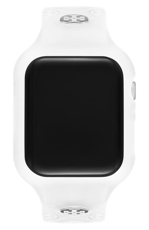 Tory Burch Women's The T Monogram White Silicone Strap For Apple Watch 41mm In White
