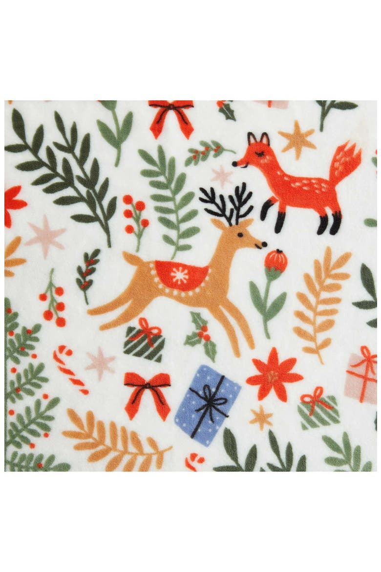 Holiday Woodland Plush Throw Blanket, Alternate, color, WHITE/ LIGHT BLUE