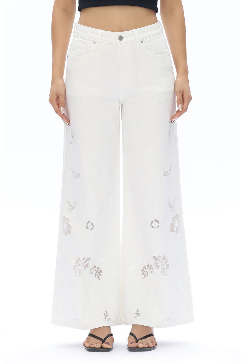 Embroidered High Waist Wide Leg Jeans, Main, color, MIST
