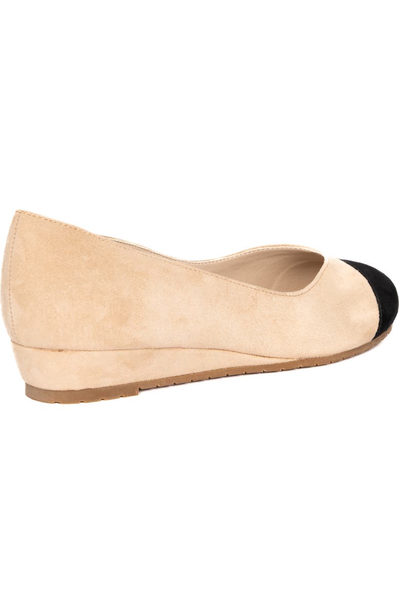 Steffie's Journey Cap Toe Suede Flat, Alternate, color, Sand Tan & Black