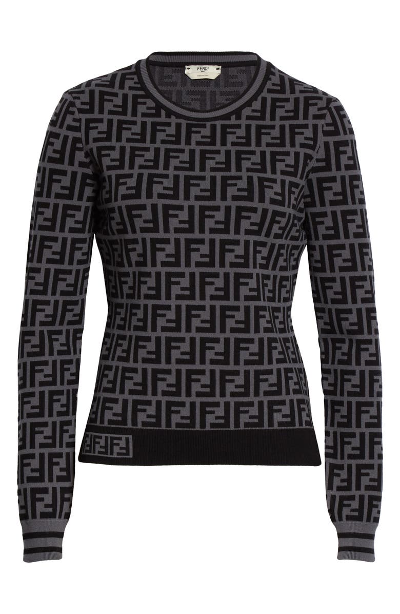 Fendi FF Logo Jacquard Sweater, Alternate, color, 