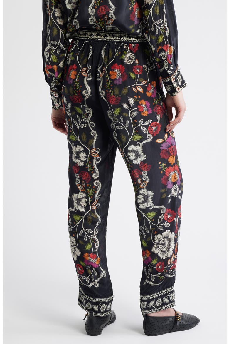 Rococco Floral Straight Leg Pants, Alternate, color, BLACK