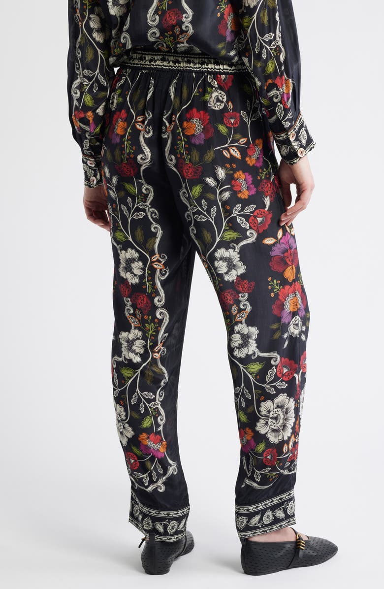 FARM Rio Rococco Floral Straight Leg Pants, Alternate, color, Black