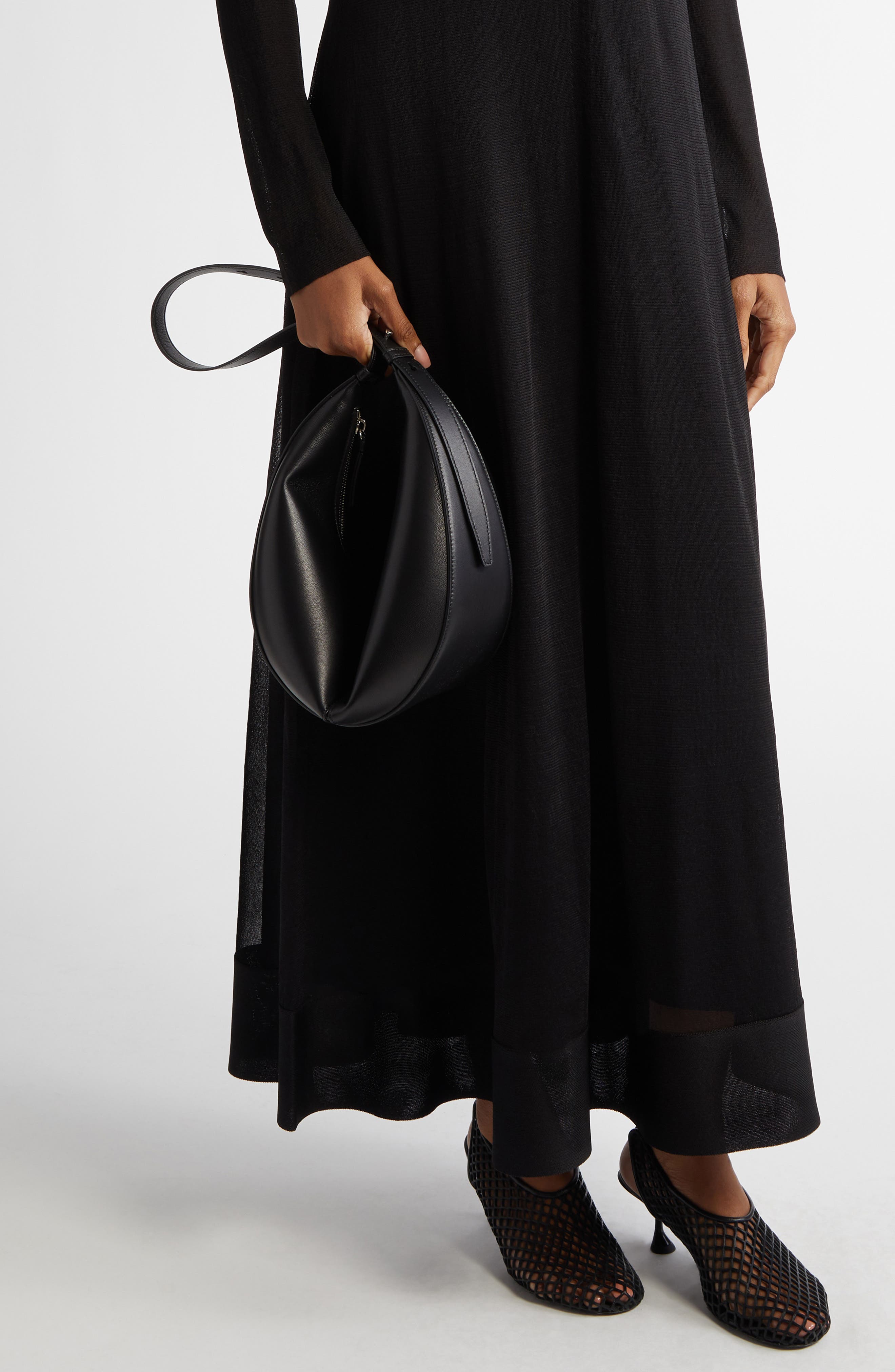 Proenza Schouler Slide Leather Hobo Bag, Alternate, color, Black