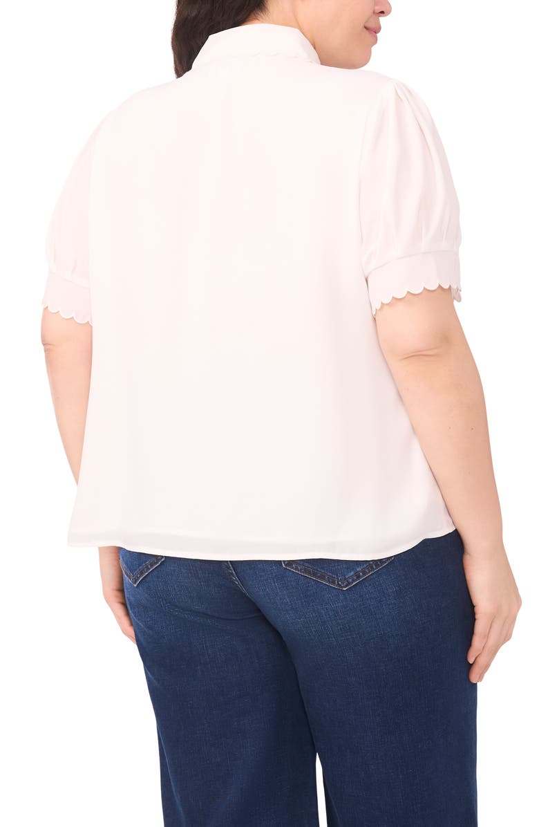 CeCe Scallop Collar Button-Up Top, Alternate, color, New Ivory