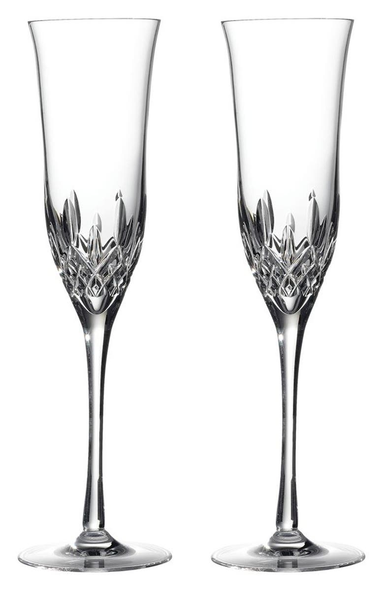 Waterford Lismore Essence Set of 2 Lead Crystal Champagne Flutes, Main, color, Clear